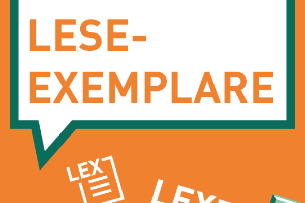 Grafik mit dem Slogan "Digitale Leseexmplare" in einer eckigen Sprechblase.