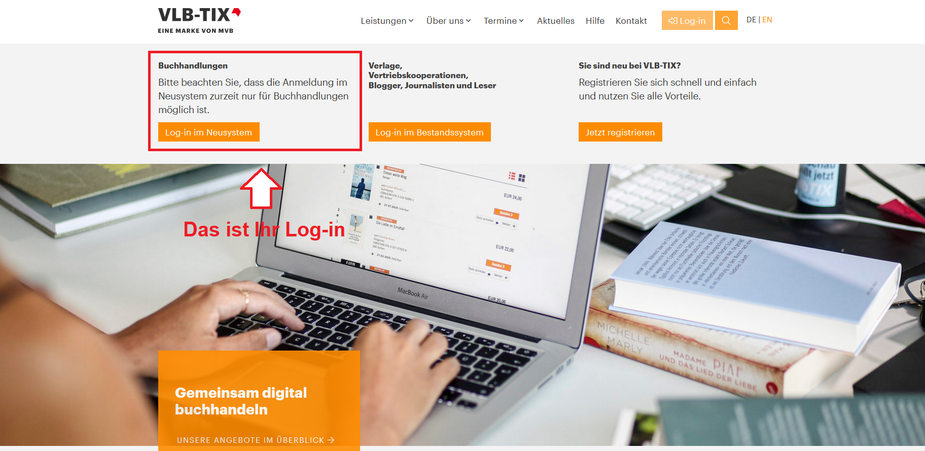 Buchhandlungen Log-in