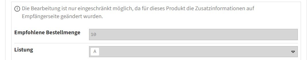 Keine Bearbeitung Zusatzinfos IV auf Empfänger-Seite