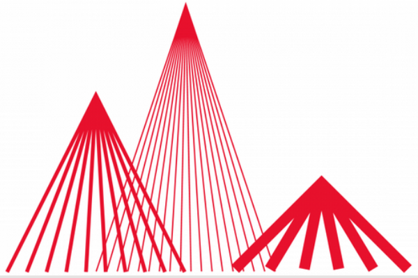 Drei abstrakte Berge aus Linien.